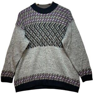 Vintage Stefanel Unisex Pullover Wool Sweater Knit L/XL Multi Geometric